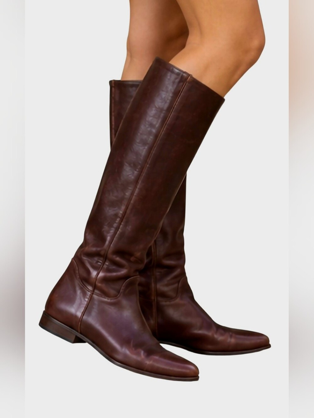 Vintage 1980s Nine West Agnes Brown Leather Knee High Boots 6.5